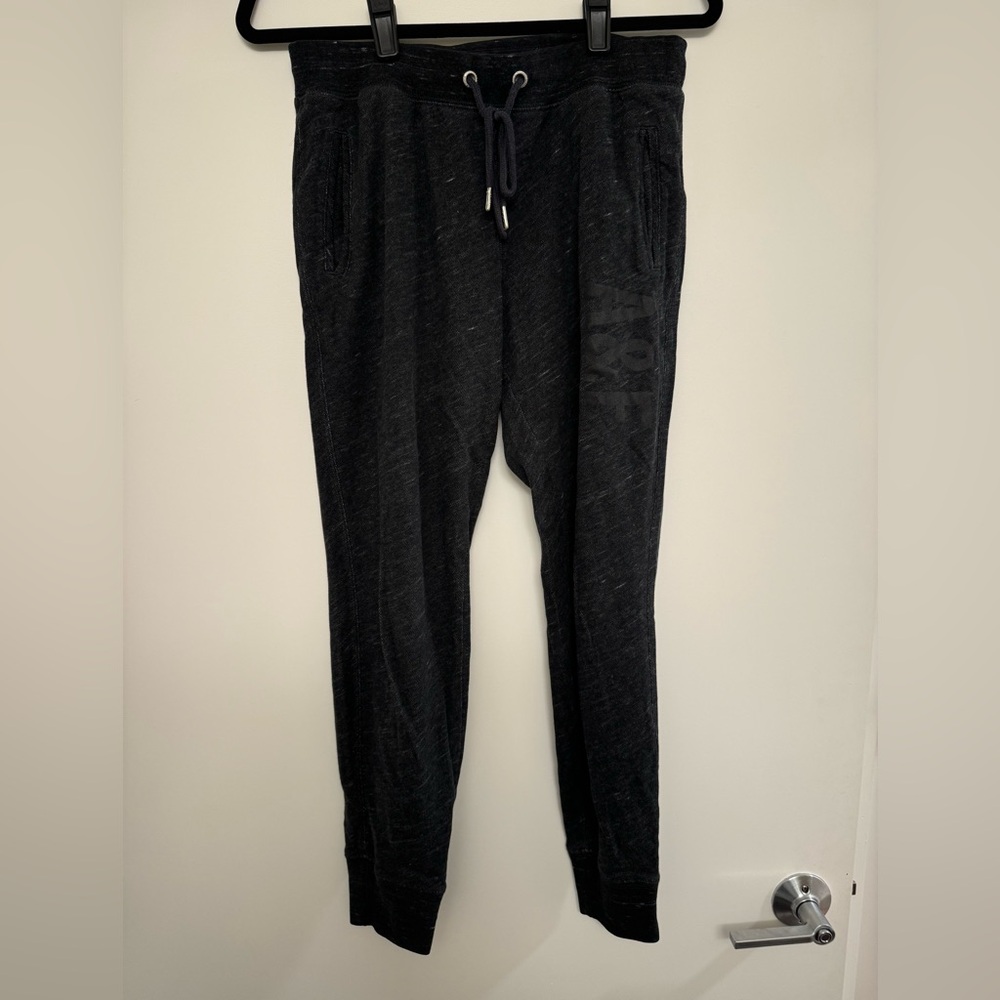 Abercrombie & Fitch Marled Charcoal Joggers - Size Small Subtle Logo